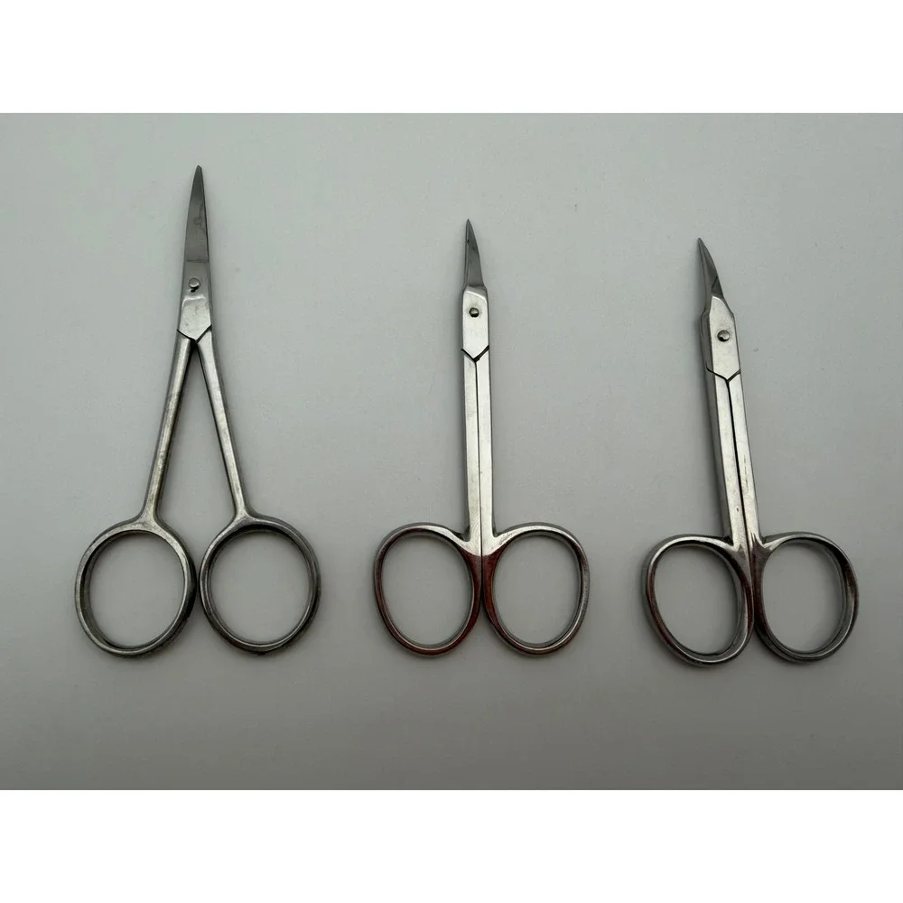 Mundial Scissors Set 3pc 171 Straight 705 Curved Embroidery Nail Cuticle Silver